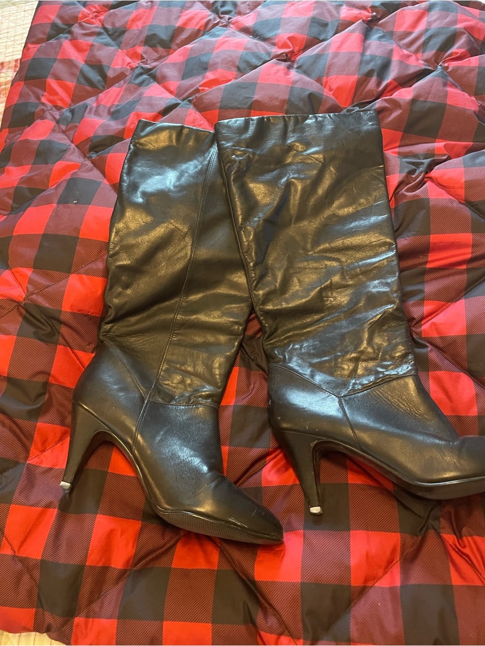 Joules Black Knee-High Heeled Boots